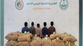 القبض على 5 مخالفين يمنيين لتهريبهم 380 كيلوجرامًا من القات بجازان