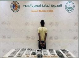 حرس الحدود بعسير يقبض على إثيوبي لتهريبه 38 كيلوجرامًا من الحشيش المخدر