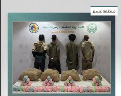 القبض على 4 من الجنسية الإثيوبية في عسير لتهريبهم 67 كيلوجرامًا من القات