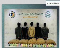 حرس الحدود بعسير يقبض على 5 إثيوبيين لتهريبهم 100 كيلوجراما من القات المخدر