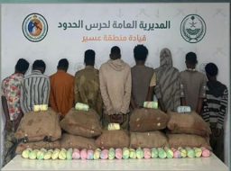 حرس الحدود بعسير يقبض على 9 إثيوبيين لتهريبهم 180 كيلو جراما من القات المخدر