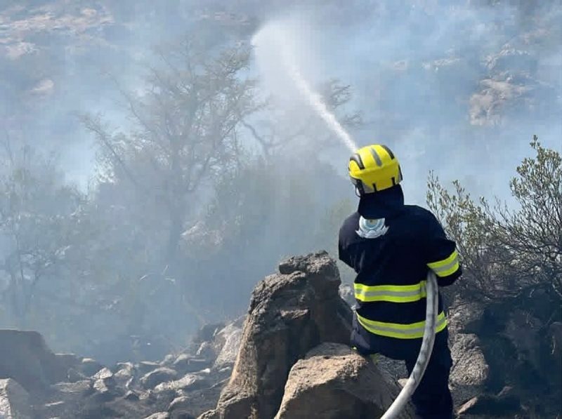 آخر مستجدات إخماد حريق جبال تنومة بجهود الدفاع المدني